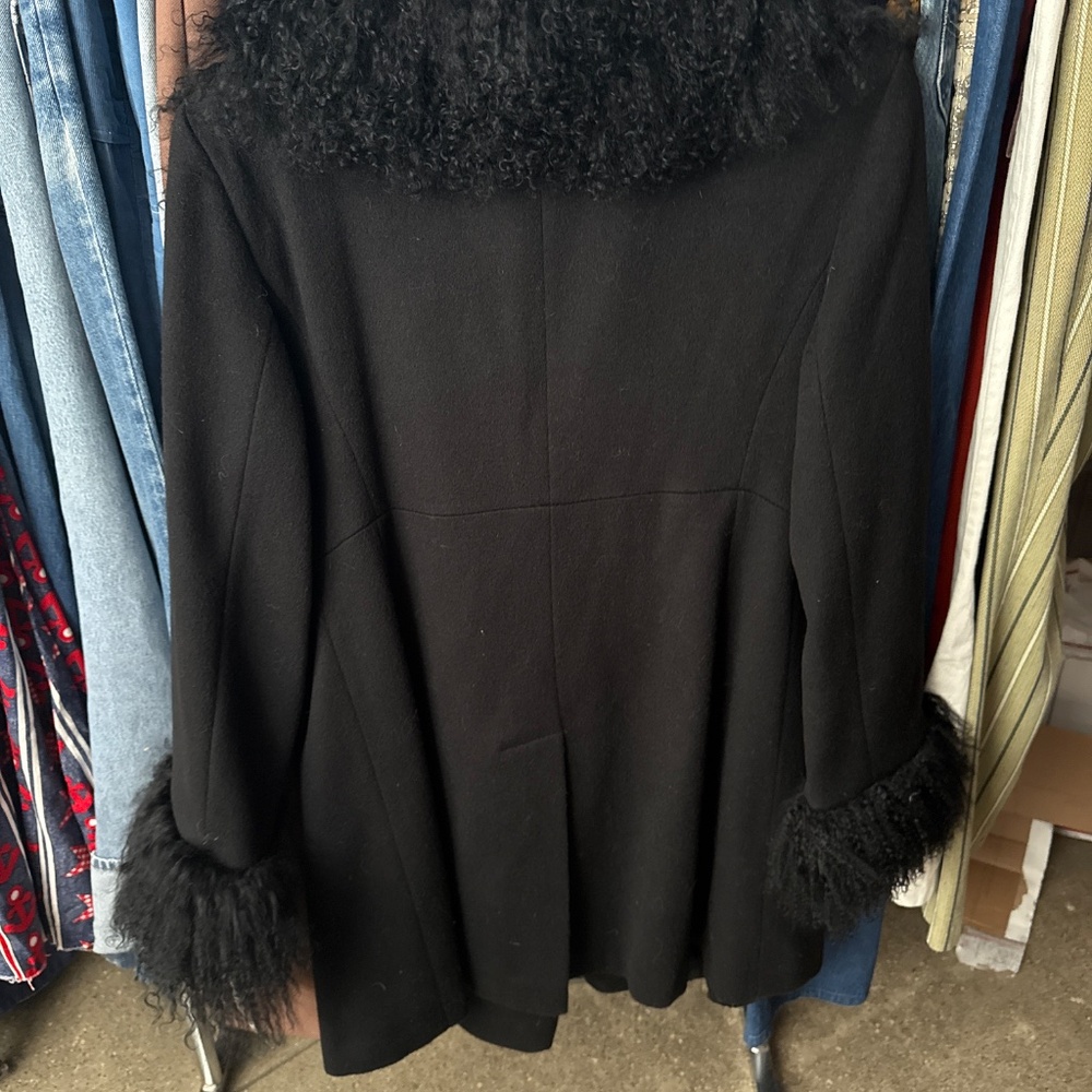 Vintage Marvin Richard’s black penny lane coat  with  Mongolian lamb! Nwts - Picture 5 of 10